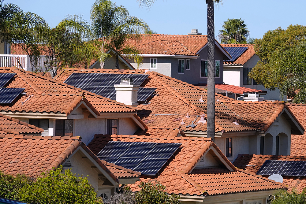 solar on roofs of houses in California